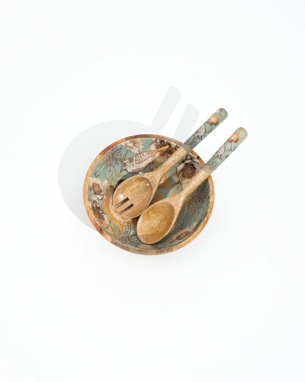 Golden Nightingale - Salad/Fruit Bowl & 2 Spoons