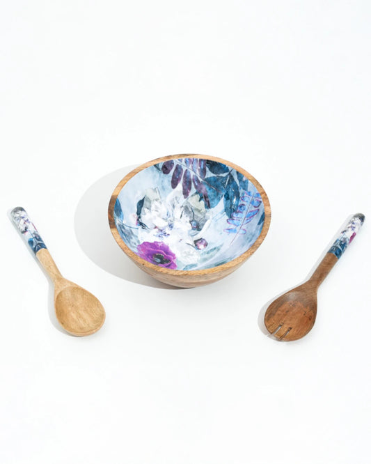 Winter Blossom - Salad/Fruit Bowl & 2 Spoons