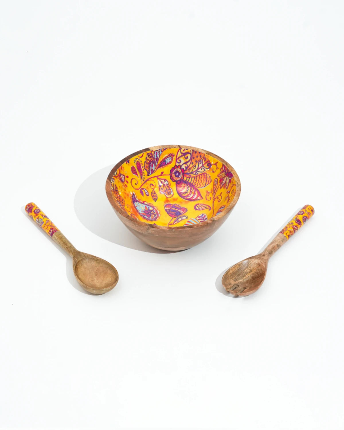 Yellow Mellow - Salad/Fruit Bowl & 2 Spoons
